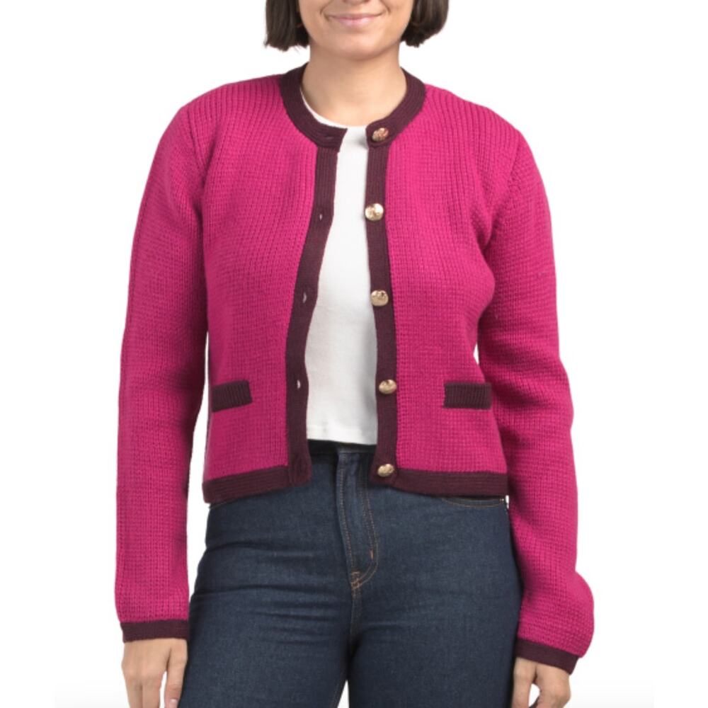 Steve Madden Fatino pink button up sweater womens size Medium NWT